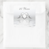 Silver Jubileum Dolphins en Heart Vierkante Sticker (Tas)