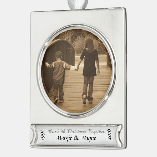 Silver Jubileum-kerstversiering Verzilverd Banner Ornament (Links)