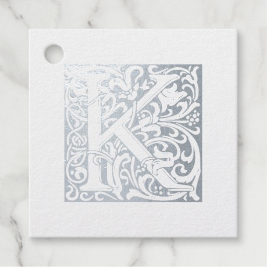 Silver Jubileum Monogram verlicht, letter K Bedankjes Labels (Voorkant)