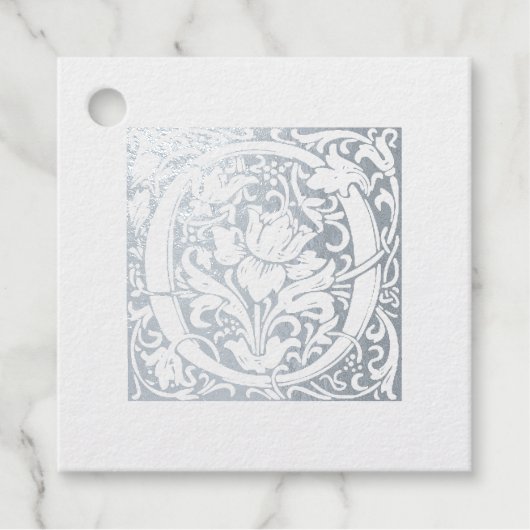 Silver Jubileum Monogram verlicht letter O Bedankjes Labels (Voorkant)