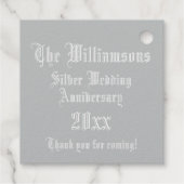 Silver Jubileum Monogram verlicht, letter W Bedankjes Labels (Achterkant)