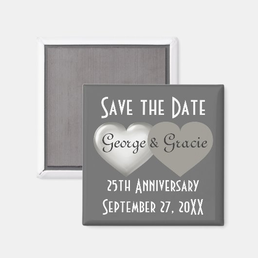 Silver Jubileum Save the Date Magneet (Voorkant / Achterkant)
