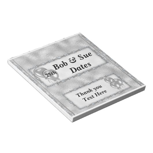 Silver Jubileum Snoep Bar Wrappers Party Favor Notitieblok (Schuin)