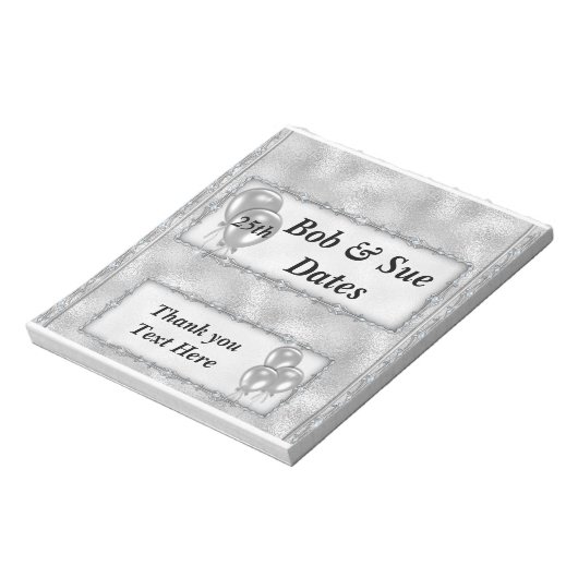 Silver Jubileum Snoep Bar Wrappers Party Favor Notitieblok (Linkerzijde)