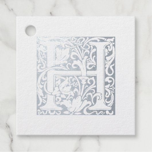 Silver Jubileum verlicht Letter H Monogram Bedankjes Labels (Voorkant)