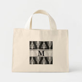 Silver Kerstbomen Black Monogrammed Tote Bag (Voorkant)