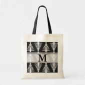 Silver Kerstbomen Black Monogrammed Tote Bag (Voorkant)