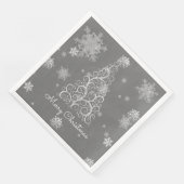 Silver kerstboom en snowflakes papier servet (Hoek)
