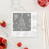 Silver kerstboom en snowflakes papier servet (Insitu)