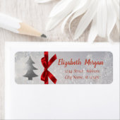 Silver kerstboom, Red Bow, feestdag Etiket (Insitu)