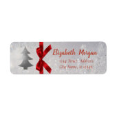 Silver kerstboom, Red Bow, feestdag Etiket (Voorkant)