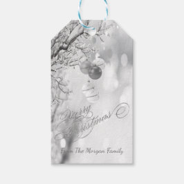 Silver kerstboomafdelingen, boxen - op maat cadeaulabel