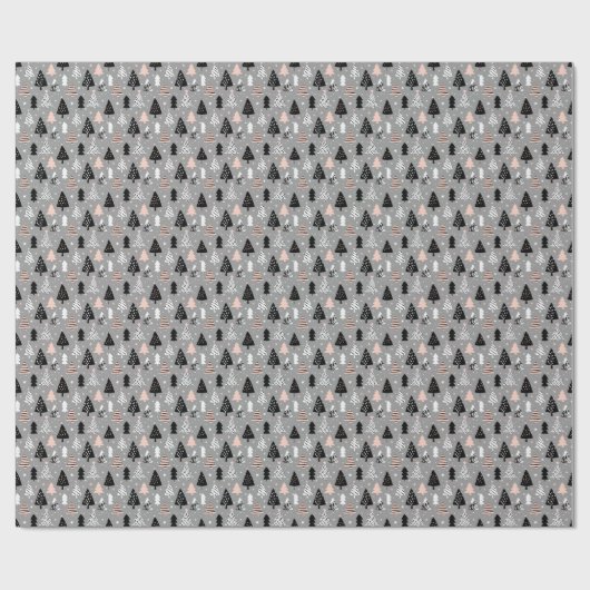 Silver kerstboompatroon cadeaupapier (Vlak)