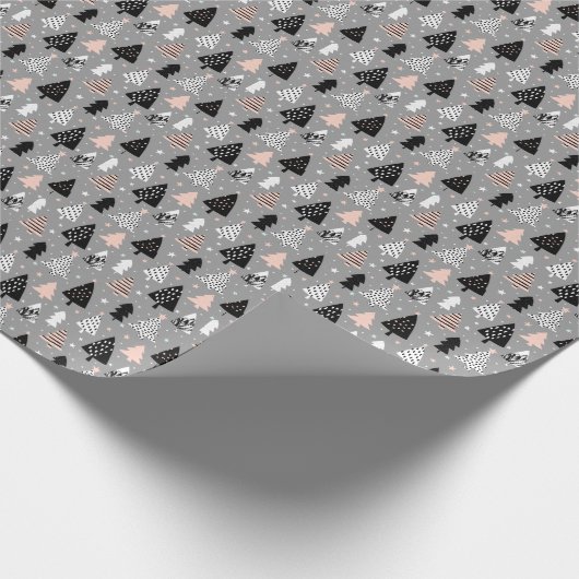 Silver kerstboompatroon cadeaupapier (Hoek)