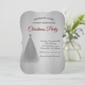 Silver Kerstboomster Uitnodiging (Staand voorkant)