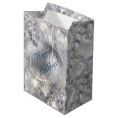 Silver Kerstmis, middelgrote cadeautas (Voorkant Gekanteld)