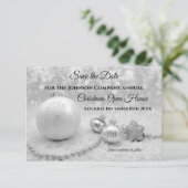Silver Kerstmis Open House Save the Date Kaart (Staand voorkant)