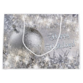 Silver-kersttas met groot cadeau large cadeautasje (Voorkant)