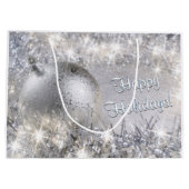 Silver-kersttas met groot cadeau large cadeautasje (Achterkant)