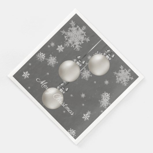 Silver Kerstversieringspapier Napkin Servet (Hoek)