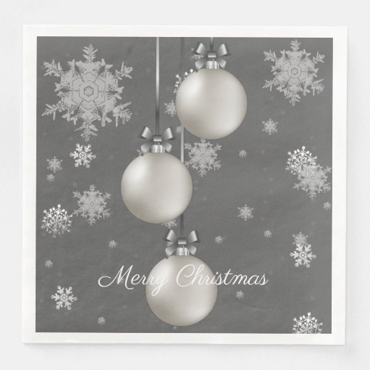 Silver Kerstversieringspapier Napkin Servet (Voorkant)