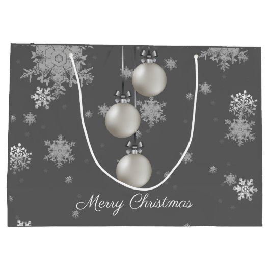 Silver kerstversiers Gift Bag Groot Cadeauzakje (Achterkant)