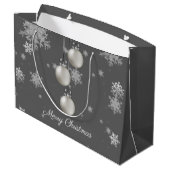 Silver kerstversiers Gift Bag Groot Cadeauzakje (Achterkant Gekanteld)