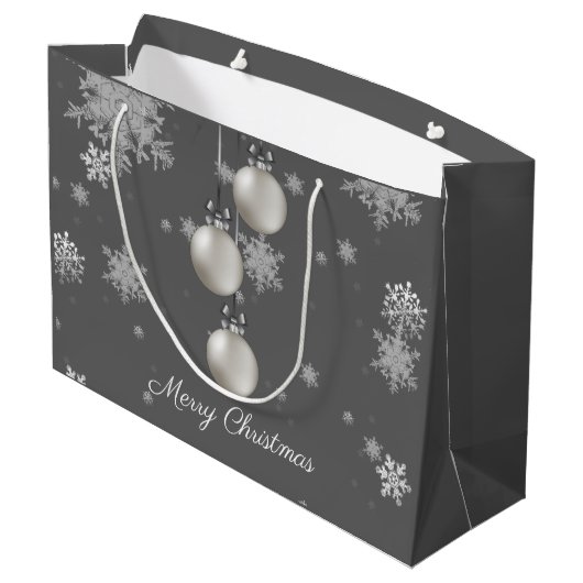 Silver kerstversiers Gift Bag Groot Cadeauzakje (Achterkant Gekanteld)