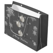 Silver kerstversiers Gift Bag Groot Cadeauzakje (Voorkant Gekanteld)