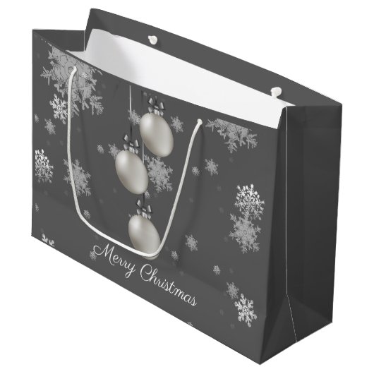 Silver kerstversiers Gift Bag Groot Cadeauzakje (Voorkant Gekanteld)