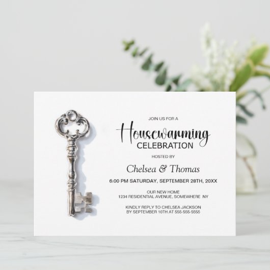 Silver Key Housewarming Party Kaart (Staand voorkant)
