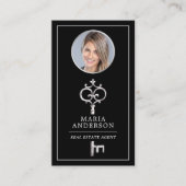  Silver Key Real Estate Agent Photo QR-code Visitekaartje (Voorkant)