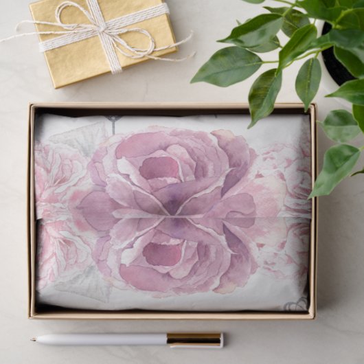 Silver Keys & Hearts Floral Weddenschap Tissuepapier (Geschenk)