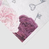 Silver Keys & Hearts Floral Weddenschap Tissuepapier (Detail)