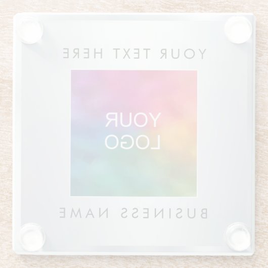 Silver Kijk Sjabloon Custom Voeg hier Logo toe Glazen Onderzetter (Achterkant)