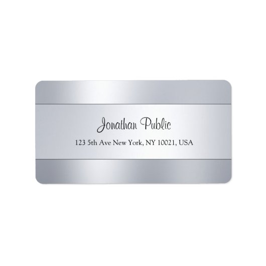 Silver Kijk Sjabloon Modern handschrift Adres Etiket (Voorkant)