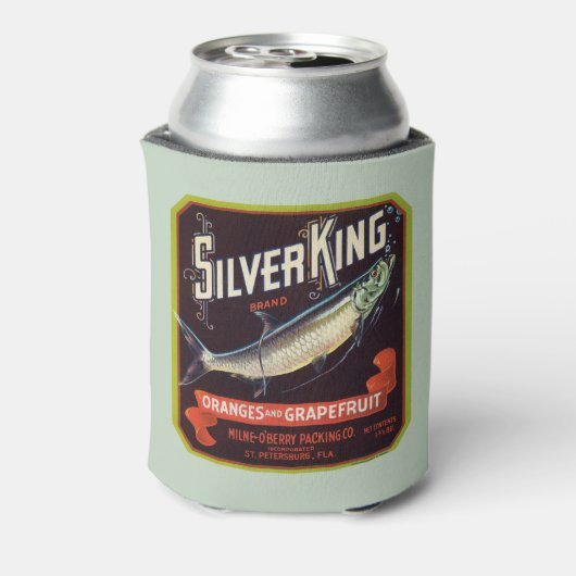 Silver King Merk Sinaasappels en Grapefruit Label Blikjeskoeler (Blikje Achterkant)