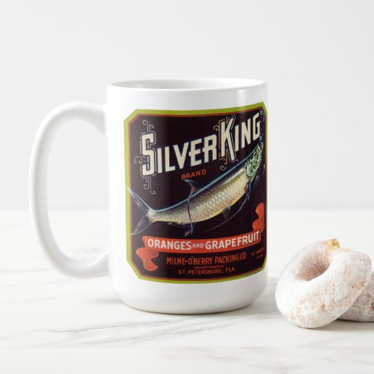 Silver King Merk Sinaasappels en Grapefruit Label Koffiemok (Met donut)