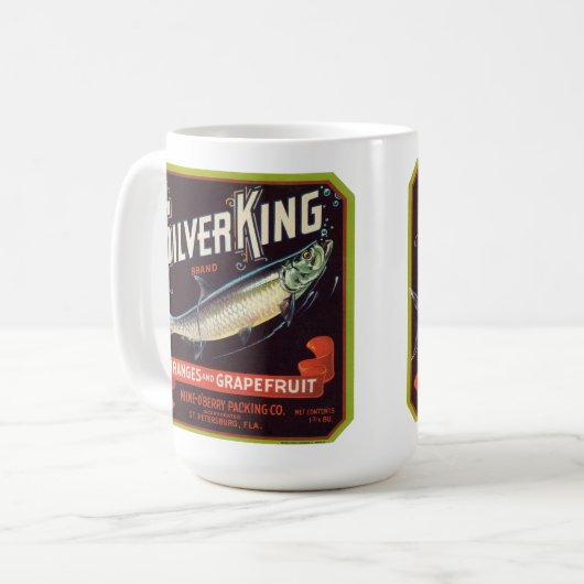 Silver King Merk Sinaasappels en Grapefruit Label Koffiemok (Voorkant links)