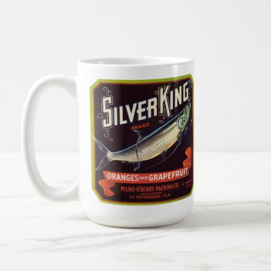 Silver King Merk Sinaasappels en Grapefruit Label Koffiemok (Links)