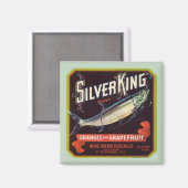 Silver King Merk Sinaasappels en Grapefruit Label Magneet (Voorkant / Achterkant)