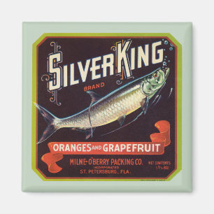 Silver King Merk Sinaasappels en Grapefruit Label Magneet