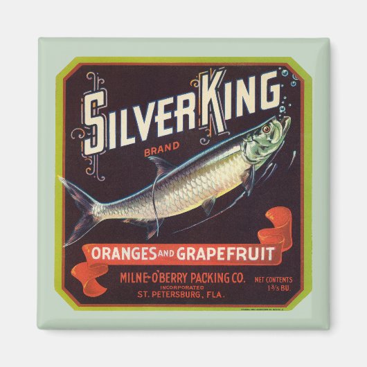 Silver King Merk Sinaasappels en Grapefruit Label Magneet (Voorkant)