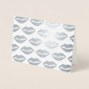 Silver Kisses Lipstick Kiss Print Love Valentijn Folie Kaarten
