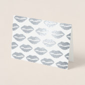 Silver Kisses Lipstick Kiss Print Love Valentijn Folie Kaarten (Voorkant)