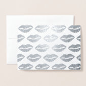 Silver Kisses Lipstick Kiss Print Love Valentijn Folie Kaarten (Voorkant met envelop)