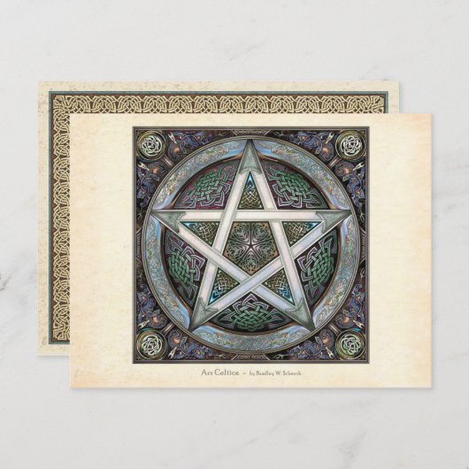 Silver Knotwork Pentacle Briefkaart (Voorkant / Achterkant)