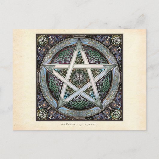 Silver Knotwork Pentacle Briefkaart (Voorkant)