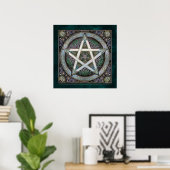 Silver Knotwork Pentacle Poster (22x22 inch) (Thuiskantoor)
