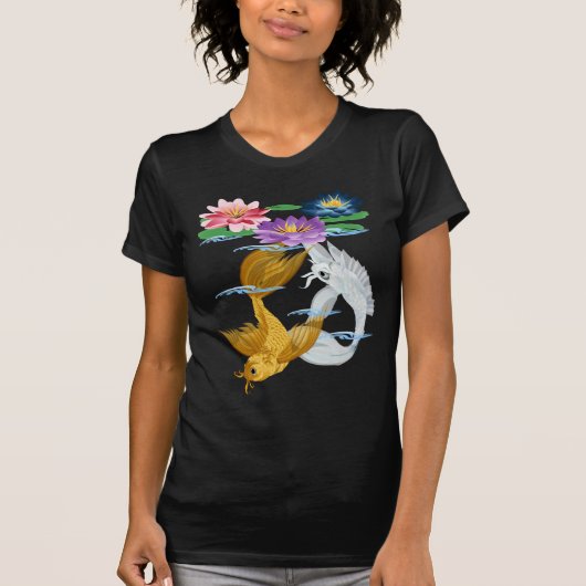 Silver Koi-Roze en Roze Lilies T-Shirts (Voorkant)